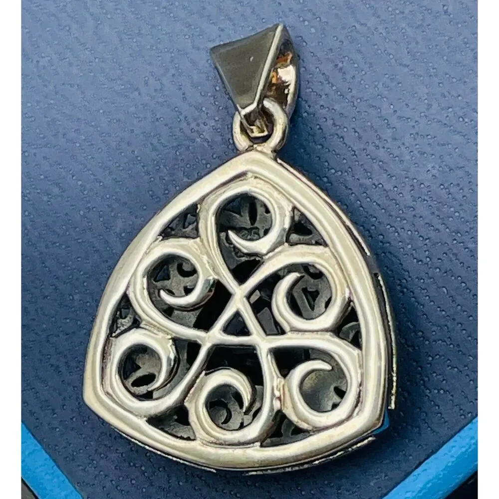Sterling Silver Sapphire Pendant 7.00 CT Trillion Cut 1.65